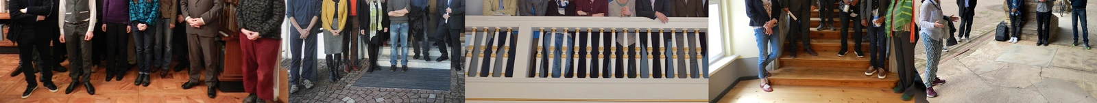 Zusammenschnitt mehrerer Gruppenbilder von Begrüßungen 