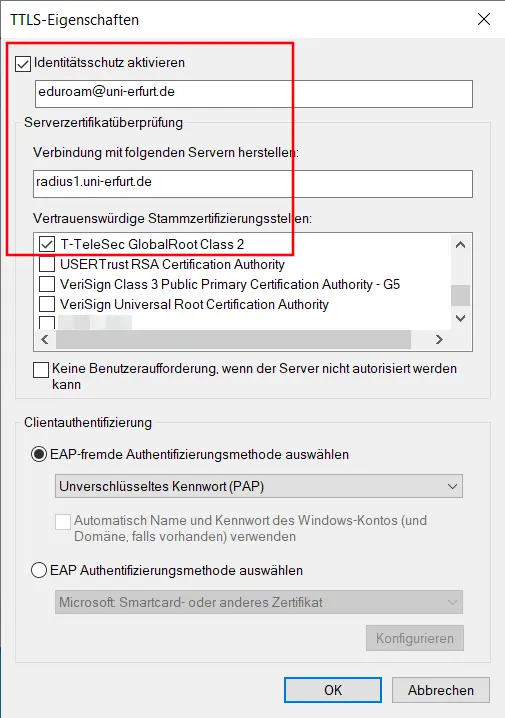 TTLS-Eigenschaften